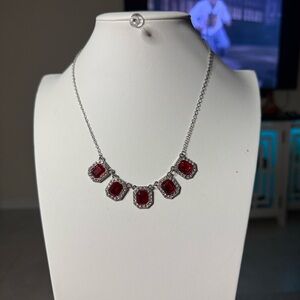 Elegant Silver and Red Necklace